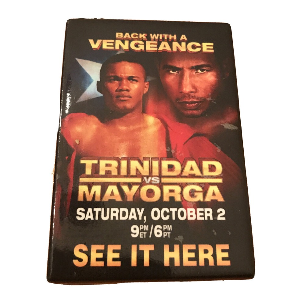 Trinidad VS Mayorga 3" x 2" Rectangular Pin 2004 Pinback October 2